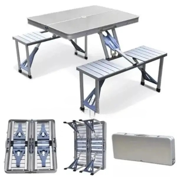 Table de Pique-Nique Pliante avec Sièges – Pratique et Compacte pour 4 Personnes