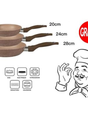 "Set de 3 Poêles en Granit – Cuisson saine et élégance garantie !"