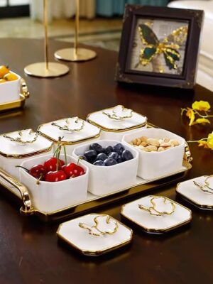 Set de Contenants en Porcelaine – Style Royal pour Fruits Secs et Confiseries