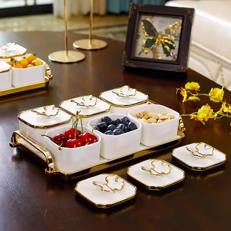 Set de Contenants en Porcelaine – Style Royal pour Fruits Secs et Confiseries