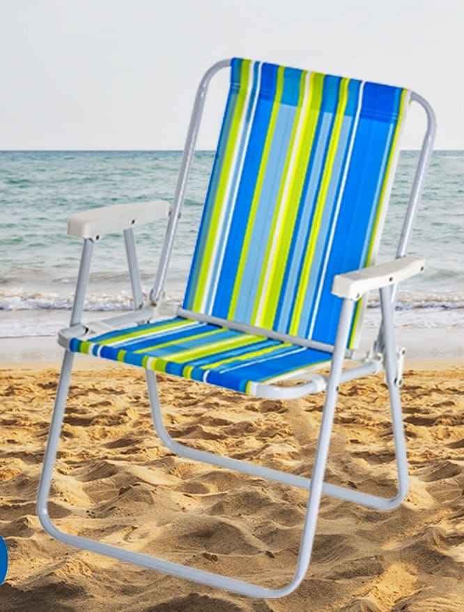 Chaises de Plage Pliantes – Structure Métal et Toile Rayée – Confort et Style