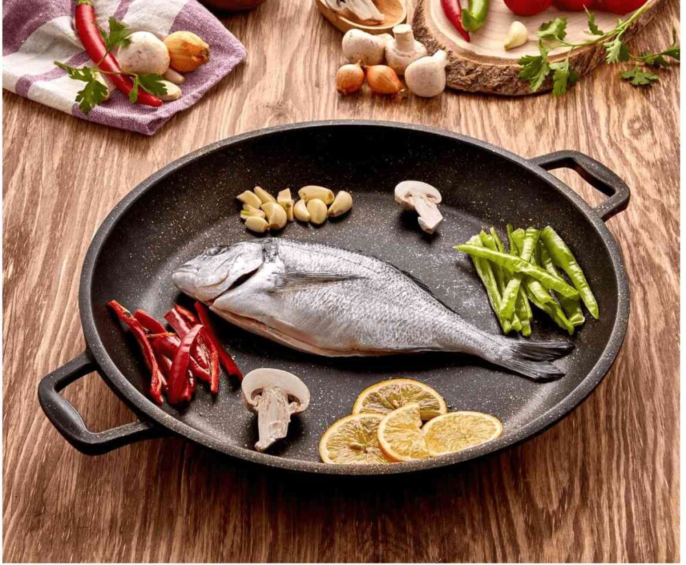 TATCH Poêle à Paella 36 cm, avec deux Poignées en acier, antiadhésif.