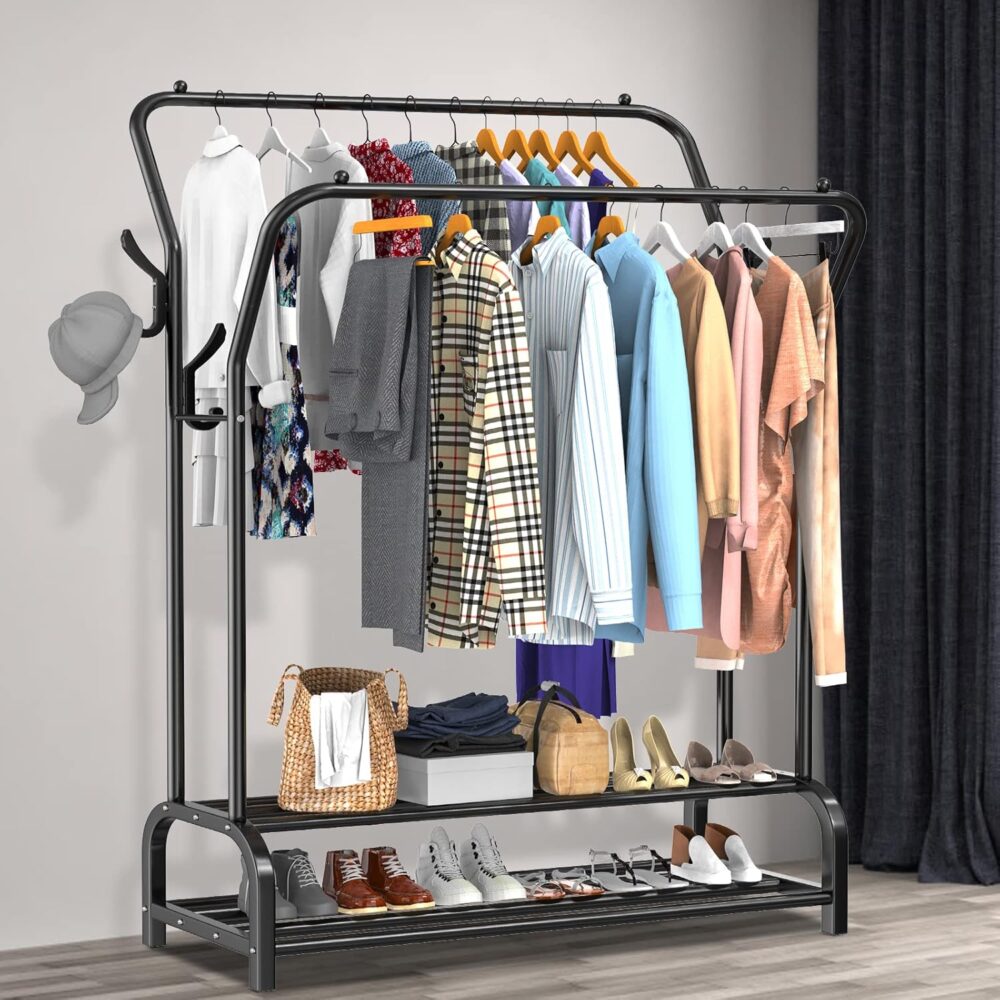 Portant à Vêtements Double Tringle – Rangement Robuste & Élégant pour Toute la Maison