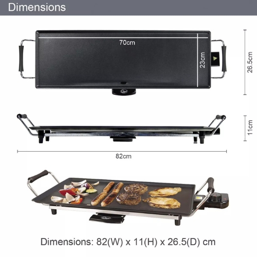 Plancha Électrique Familiale  KALOR 1800W – Idéale pour Viandes, Poissons et Légumes