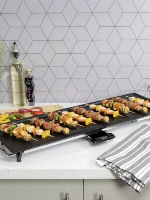 Plancha Électrique Familiale – Grande Surface 90 x 23 cm, Thermostat Réglable