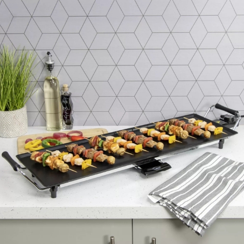 Plancha Électrique Familiale – Grande Surface 90 x 23 cm, Thermostat Réglable