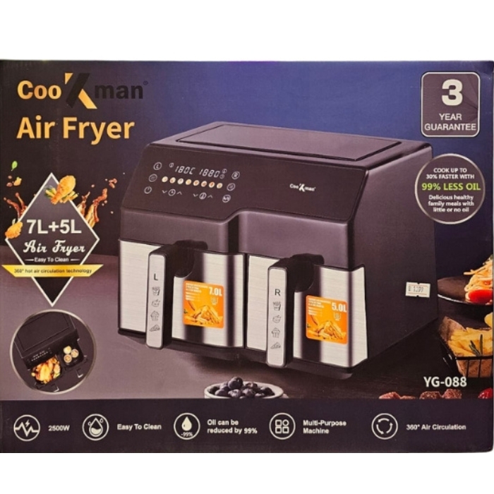 Friteuse à Air Double Bac 7L + 5L – Cuisine Saine et Rapide !
