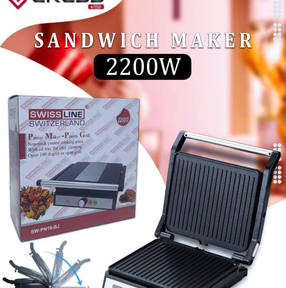 Machine à Sandwich et Panini 2200W – Puissance, Polyvalence et Simplicité au Quotidien