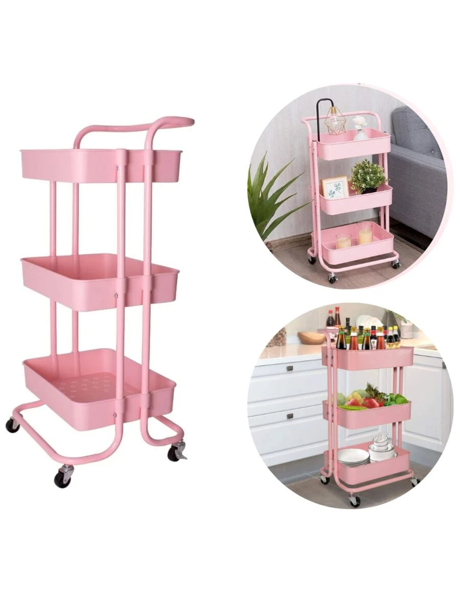 🌸 Chariot de Rangement 3 Niveaux – Pratique, Élégant et Tout-Terrain !
