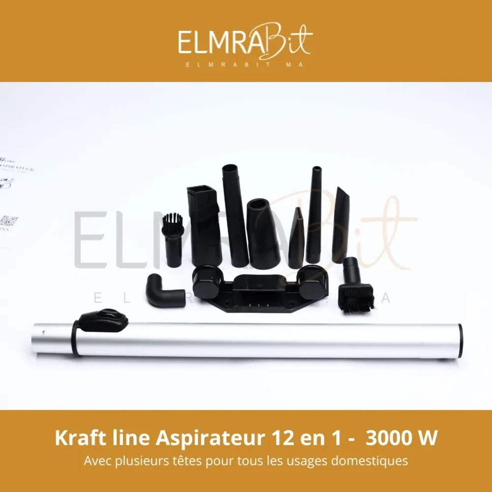 KRAFTLine Aspirateur 12-en-1 – 3000W, Léger & Puissant (6m de câble)