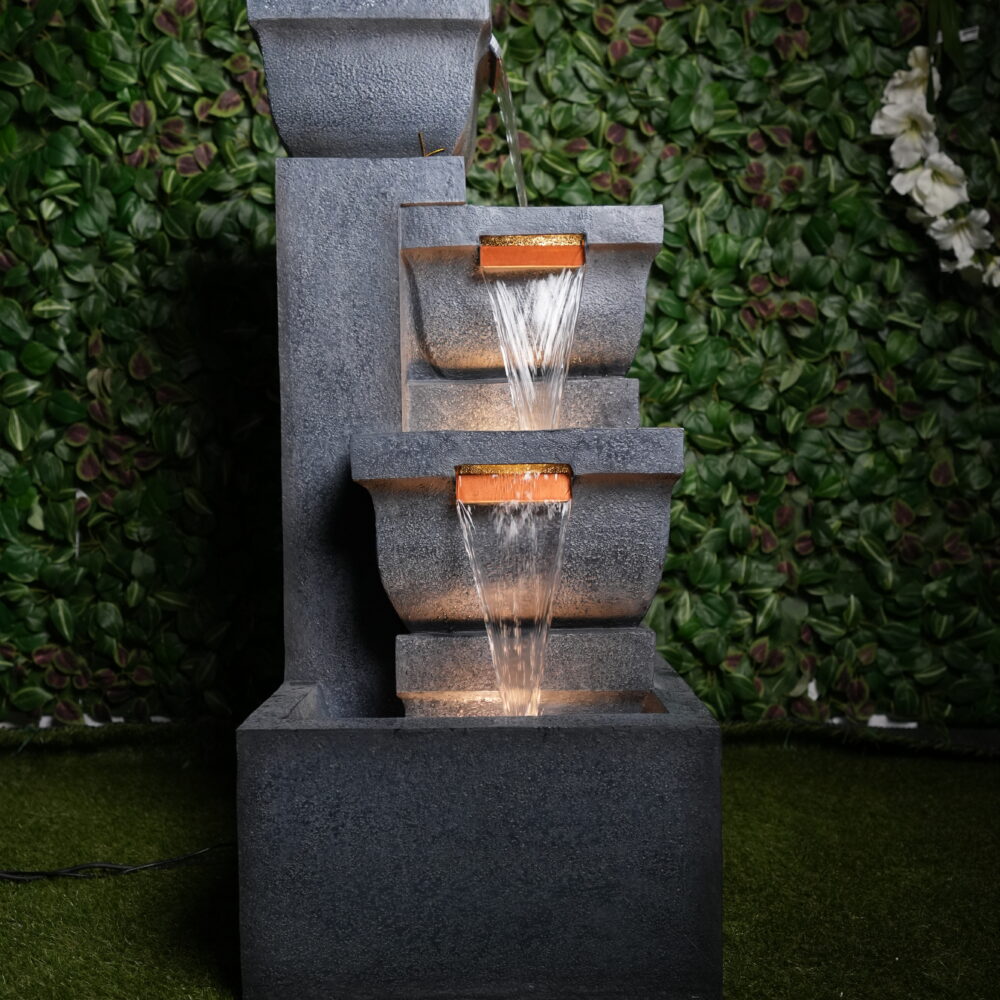 Fontaine Décorative à 4 Niveaux avec LED – 48×48.5×107 cm | Design Moderne & Relaxant