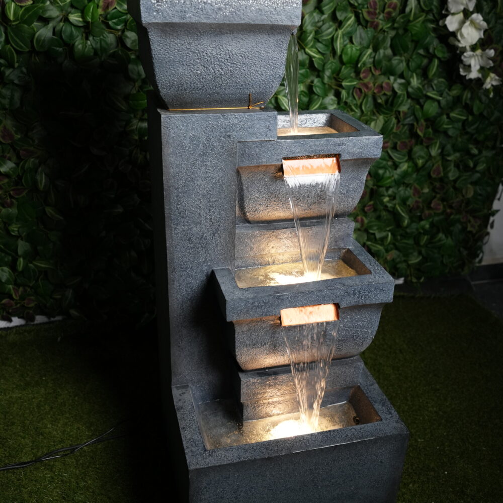 Fontaine Décorative à 4 Niveaux avec LED – 48×48.5×107 cm | Design Moderne & Relaxant