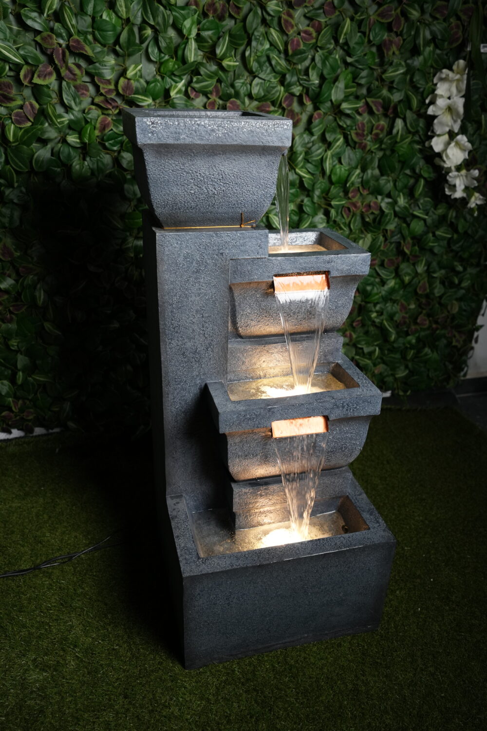 Fontaine Décorative à 4 Niveaux avec LED – 48×48.5×107 cm | Design Moderne & Relaxant
