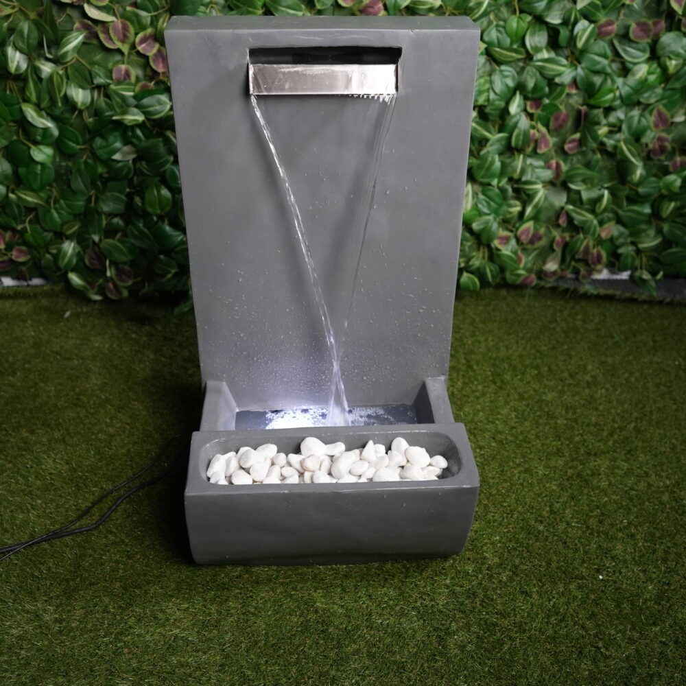 Fontaine Murale Design avec LED & Galets Blancs | Style Épuré & Ambiance Relaxante