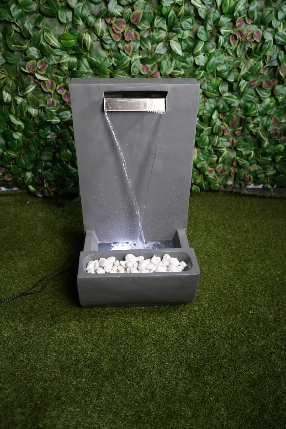 Fontaine Murale Design avec LED & Galets Blancs | Style Épuré & Ambiance Relaxante