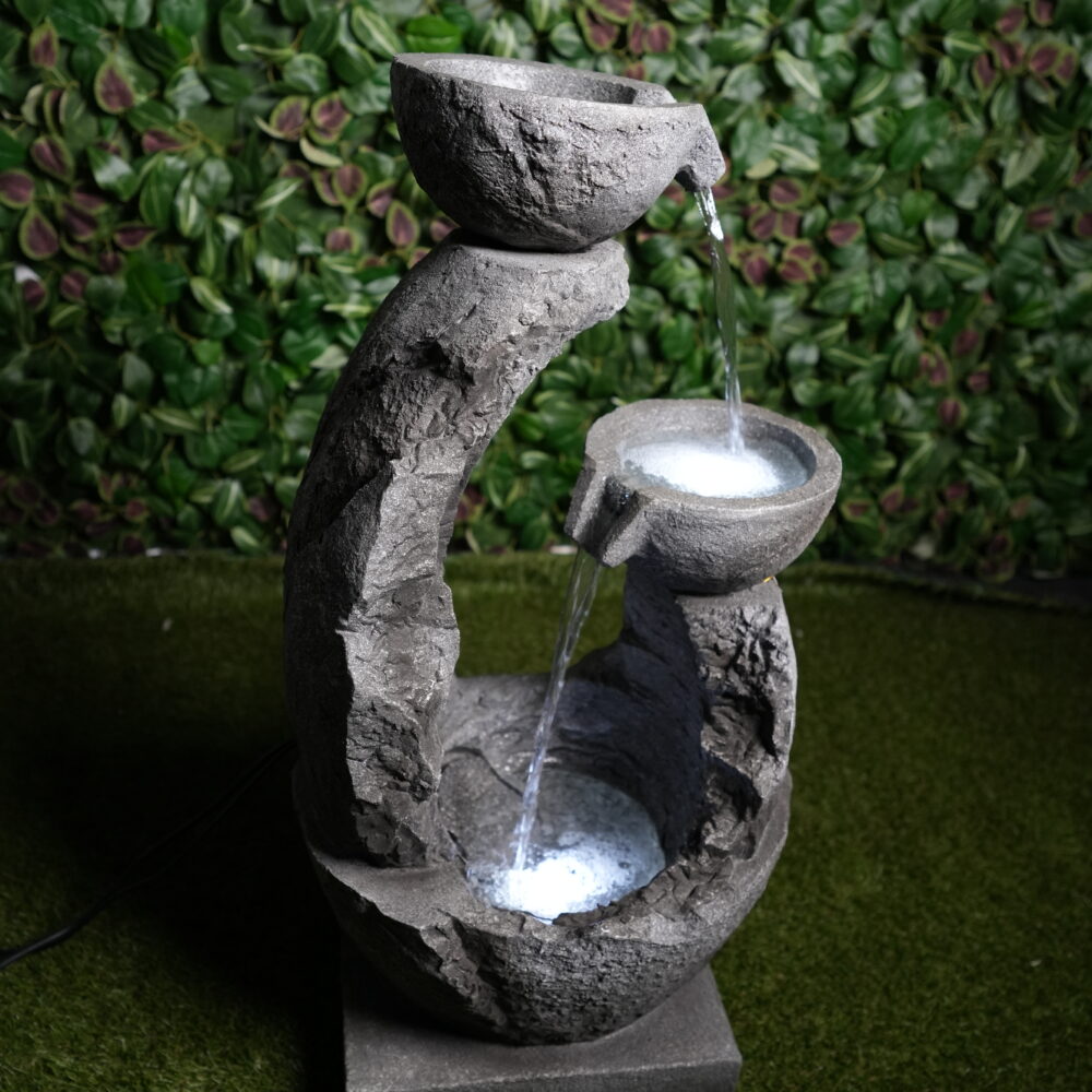 Fontaine Décorative Effet Pierre avec LED – 44×33×81 cm | Design Naturel & Relaxant