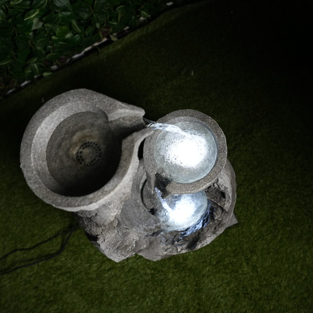 Fontaine Décorative Effet Pierre avec LED – 44×33×81 cm | Design Naturel & Relaxant
