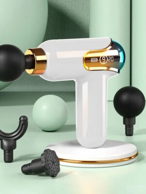 Mini Pistolet de Massage Musculaire – Compact, Puissant & Rechargeable avec 4 Têtes